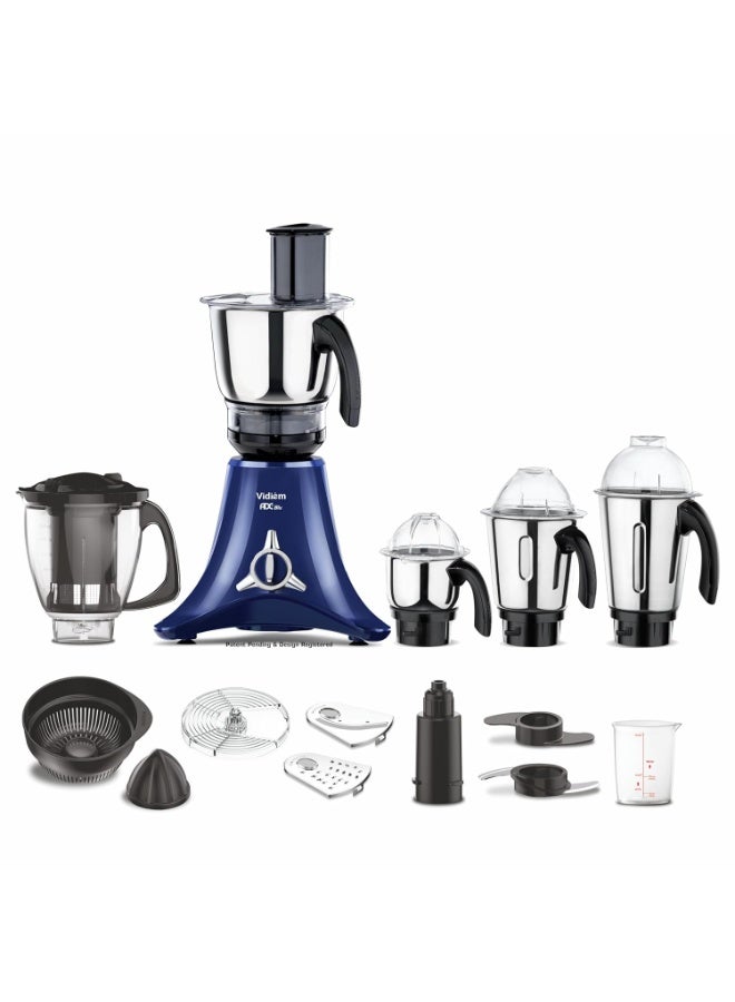 فيديم Vidiem Vstar Adc Blu Mixer Grinder 717 A|750 Watts|5 Jar In-1 Juicer|5 Leakproof Jars With Self-Lock, Wet And Dry, Chutneys & Curries|ABS Body|5 Year Warranty On Motor & 2 Year Product Warranty, Blue - Image 1